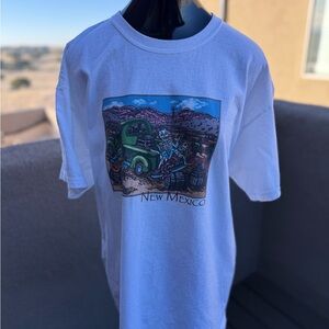 Vintage New Mexico Skeleton T-Shirt | Día de los Muertos Desert Graphic Tee | XL